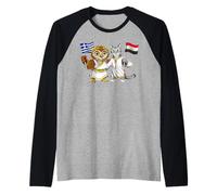 Drapeau Grèce Égypte Racines Gréco-Égyptiennes Héritage Manche Raglan