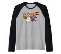 Drapeau Grèce Espagne Racines Gréco-Espagnoles Héritage Manche Raglan