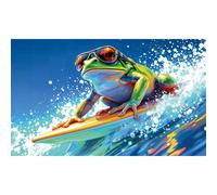 Drapeau grenouille - Grand drapeau drle - Polyester 110D - Double couture - 4 illets en laiton grand 90x150 cm (5 x 3 pieds)