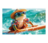 Drapeau grenouille - Grand drapeau drle - Polyester 110D - Double couture - 4 illets en laiton grand 90x150 cm (5 x 3 pieds)