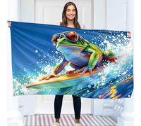 Drapeau grenouille - Grand drapeau humoristique - Polyester 110D - Double couture - 4 œillets en laiton - Grand format 90x150 cm (5 x 3 pieds)