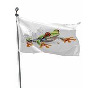 Drapeau Grenouille Verte Amusante, Aquarelle Vintage Grand Drapeau Couleurs Vives Traditionnel Bannière, Pour Les Bureaux, Les Défilés, Balcon, 90x150cm