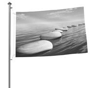 Drapeau gris avec pierres zen imprimées pour jardin, festival, maison, extérieur, décoration de Pâques 61 x 91 cm