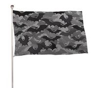 Drapeau gris chauve-souris d'Halloween 152,4 x 243,8 cm pour extérieur double face drapeaux de jardin bienvenue bannière décoration pour cour, porche, pelouse