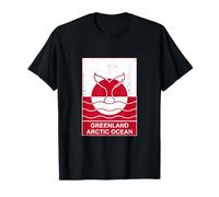 Drapeau Groenland Océan Arctique Queue de Baleine Minimaliste T-Shirt