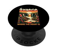 Drapeau Guyana Home Country Homeland Fière Guyanaese Roots PopSockets PopGrip Adhésif
