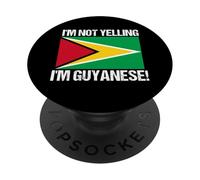 Drapeau Guyanais avec Citation rétro « I'm Not Yelling » PopSockets PopGrip Adhésif