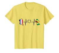 Drapeau Guyane France Guyane Française Battement de Coeur T-Shirt, Enfant, Citron, 12 Ans