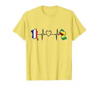 Drapeau Guyane France Guyane Française Battement de Coeur T-Shirt, Homme, Citron, M
