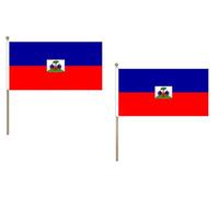 Drapeau Haïti 45x30cm HAMPE en bois - LOT DE 10 Drapeaux haïtien 30 x 45 cm - AZ FLAG