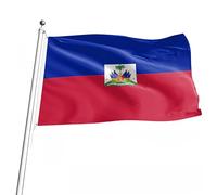 Drapeau Haïtien 150 x 90cm - 5 x 3ft - Grand Drapeau Haïti en Métal Avec œillets - Célébrations Intérieur Extérieur - Décoration de Fête Patriotisme