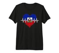 Drapeau haïtien Heartbeat Haïti Independence Day Pride T-Shirt Haut de Gamme