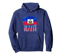 Drapeau Haïtien Vacances Haïti Sweat à Capuche, Unisexe pour Adultes, Bleu Marine, XXL