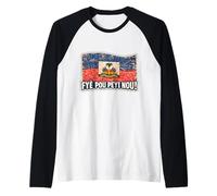 Drapeau haïtien Vintage Jour Fyè Pou Peyi NOU Citation fière haïtienne Manche Raglan
