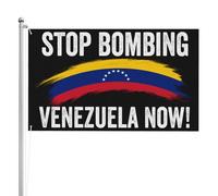 Drapeau « Halte aux bombardements du Venezuela » - Paix et non-guerre - Bannière double face pour jardin, pelouse ou balcon