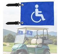 Drapeau handicap pour voiturette de golf, bateau, vélo - Drapeau de golf bleu avec support de sangle élastique, 22,9 x 15,2 cm (1)