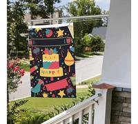 Drapeau « Happy Birthday Images » - 61 x 91 cm - Pour extérieur et intérieur - Pour le printemps, l'été, l'automne et l'hiver - Drapeaux de jardin avec œillets verticaux double face - Bannière pour