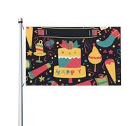 Drapeau « Happy Birthday Images » - 91 x 152 cm - Pour extérieur et intérieur - Pour le printemps, l'été, l'automne, l'hiver - Drapeau de jardin avec œillets - Double face - Pour décoration de cour