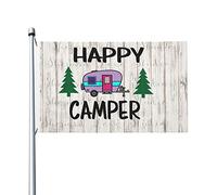 Drapeau Happy Camper de 9,1 x 1,5 m - Bannière amusante pour l'extérieur - Drapeau de jardin de vacances - Bannières de bienvenue - Pour la maison, le jardin, la cour, la pelouse, pour l'intérieur et