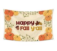 Drapeau « Happy Fall Y'all » de 0,9 x 1,5 m, double imprimé, décorations d'automne, citrouilles, feuilles d'érable, noix, fournitures de fête de Thanksgiving, décoration de vacances pour extérieur