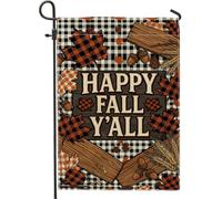Drapeau Happy Garden - Feuilles d'automne rustiques - Orange - En toile de jute - Double face - Décoration extérieure pour pelouse, porche, terrasse, entrée - 30,5 x 45,7 cm