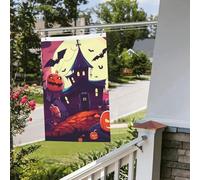Drapeau Happy Halloween - 61 x 91 cm - Pour extérieur et intérieur - Pour le printemps, l'été, l'automne et l'hiver - Drapeaux de jardin avec œillets verticaux double face - Bannière pour décorations