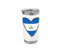 Drapeau « Happy Nicaragua Independence Day 15th Sept » Motif cœur Gobelet isotherme en acier inoxydable double paroi