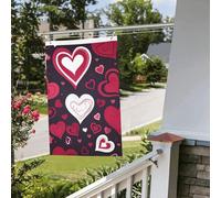 Drapeau « Happy Valentine's Day » - 61 x 91 cm - Pour extérieur et intérieur - Pour le printemps, l'été, l'automne et l'hiver - Drapeaux de jardin avec œillets verticaux double face - Bannière pour