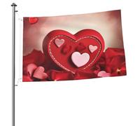 Drapeau « Happy Valentine's Day » de 61 x 91 cm - Impression double face - Drapeau de jardin pour l'extérieur - Bannière cadeau avec œillets - Toile de fond pour photo pour décoration intérieure et