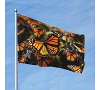 Drapeau Heaps of Orange Monarque Papillons 1,2 x 1,8 m Robuste Drapeau de jardin double face Grand drapeau de cour pour l'extérieur Bannière de vacances avec œillets, drapeaux d'extérieur Décoration