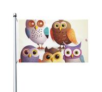 Drapeau hiboux et oiseaux avec œillets pour printemps, été, automne, hiver, extérieur, intérieur, jardin, bannière double face pour décorations de cour