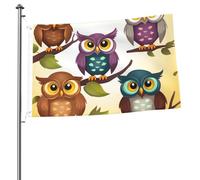 Drapeau hiboux et oiseaux de 6,1 x 0,9 m avec impression double face pour l'extérieur, les vacances, bannière cadeau avec œillets, toile de fond pour photo pour décoration intérieure et extérieure