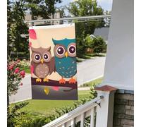 Drapeau hiboux mignons 61 x 91 cm pour extérieur et intérieur - Pour le printemps, l'été, l'automne, l'hiver - Drapeaux de jardin avec œillets verticaux double face pour décorations de cour