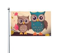Drapeau hiboux mignons de 0,9 x 1,5 m avec œillets pour printemps, été, automne, hiver, extérieur et intérieur, drapeau de jardin double face pour décorations de cour