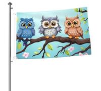 Drapeau hiboux sur une branche 61 x 91 cm - Impression double face - Drapeau de jardin pour l'extérieur - Bannière cadeau avec œillets - Toile de fond pour photo pour intérieur et extérieur