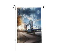 Drapeau historique de Londres résistant aux intempéries double face 71 x 102 cm, bannière décorative saisonnière pour jardin, cour et porche