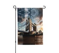 Drapeau historique de Londres résistant aux intempéries double face 71 x 102 cm, bannière décorative saisonnière pour jardin, cour et porche