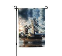 Drapeau historique de Londres résistant aux intempéries double face 71 x 102 cm, bannière décorative saisonnière pour jardin, cour et porche