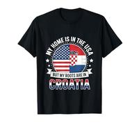 Drapeau Home Is In The USA My Roots Are In Croatia T-Shirt