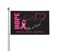 Drapeau « Hope For A Cure » de sensibilisation au cancer du sein - 9,1 x 1,5 m - Avec 2 œillets - Drapeau double face pour l'extérieur - Bannière décorative amusante pour fête de ferme