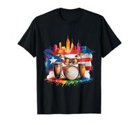 Drapeau Horizon de Porto Rico pour Tambours et Congas Salsa T-Shirt