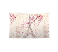 Drapeau horizontal imprimé à quatre trous de la tour Eiffel de Paris - Doux et résistant à la décoloration - À suspendre au mur pour chambre d'université