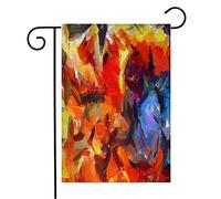 Drapeau Huile Mélangée Pour Peinture Rétro Abstraite Dans Une Œuvre D'Art Dessin Rugueux Mode Encre Texturée Impressionnisme Couleurs Vives Drapeau De Bienvenue, Pour Jardin, 30x45cm