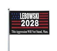 Drapeau humoristique 3x5 pour jardin ou pelouse extérieure - Élections politiques Lebowski 2028