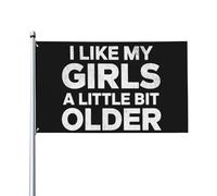 Drapeau humoristique 90 x 150 cm « J'aime mes filles un peu plus âgées » - Décoration murale avec 2 œillets - jn