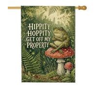 Drapeau humoristique avec citation de crapaud grincheux 71,1 x 101,6 cm | Citation humoristique de la nature, drapeau de cour, crapaud des bois fantaisie, illustration de forêt vivante