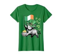 Drapeau Humoristique de la St. Patricks Highland Cow Irlande Drapeau génisse T-Shirt, Femme, Vert Kelly, L