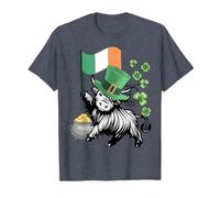 Drapeau Humoristique de la St. Patricks Highland Cow Irlande Drapeau génisse T-Shirt, Homme, Bleu Chiné, L