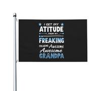 Drapeau humoristique double face « Je tiens mon caractère de mon super grand-père » pour chambre d'ado, bannière extérieure 90 x 150 cm, tapisserie « Je tiens mon caractère de mon super grand-père » p