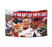 Drapeau humoristique « If You Ain't 1st First You're Last » pour les nuits de Talladega Ricky Bobby, 0,9 x 1,5 m, drapeau mural durable avec œillets en laiton. Cette belle bannière amusante pour